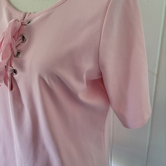 Eloquii Pink Lace Up T Shirt Size 14/16 - Picture 2 of 9